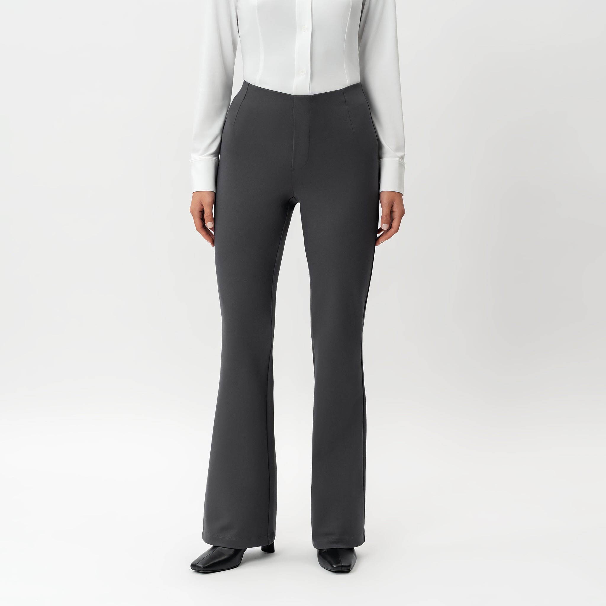 Ninepine - Tailored Ponte Bootcut Trouser Dark Grey 28