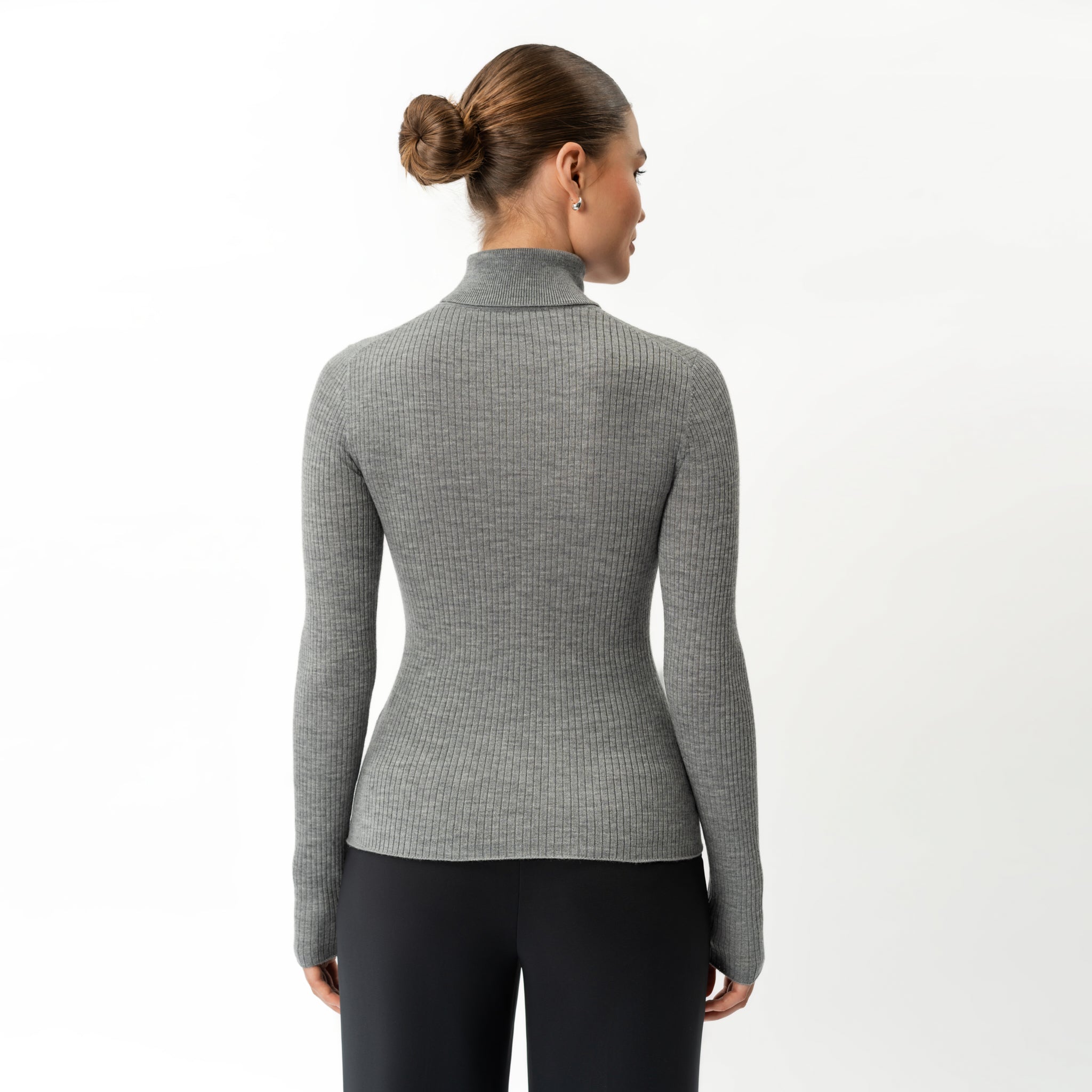 Merino Wool Ribbed Turtleneck - Ninepine